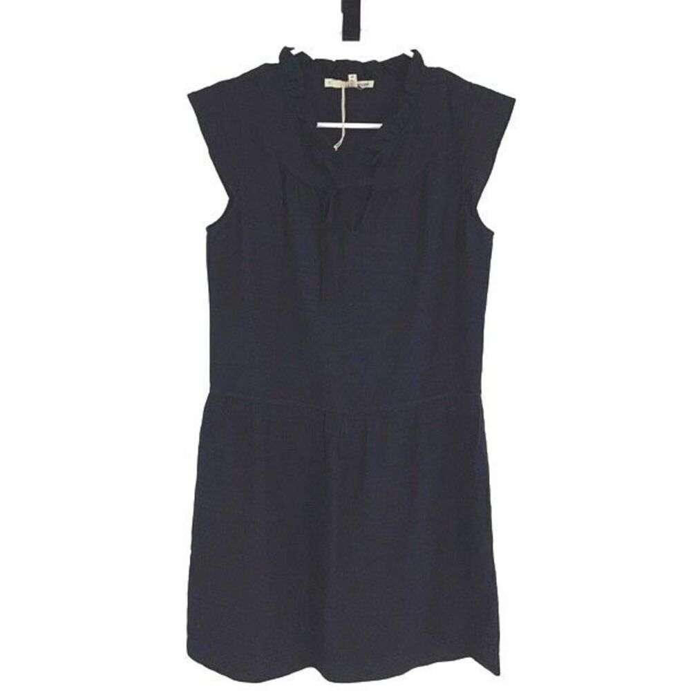 Acote Womens Ruffled Tie Neck Cap Sleeve Mini Fit & Flare Dress Black Size 0 (XS